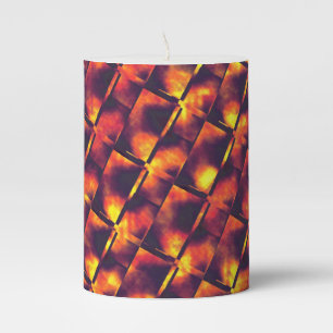 Old rusty plates in colors of ember and fire pillar candle