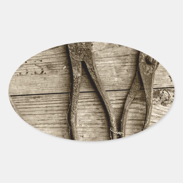 Old rusty tools. oval sticker (Front)