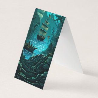 Old Sail Ship Book Folded Bookmark  Business Card