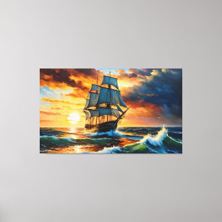 Old Sailing Ship on a Stormy Sea Canvas Print