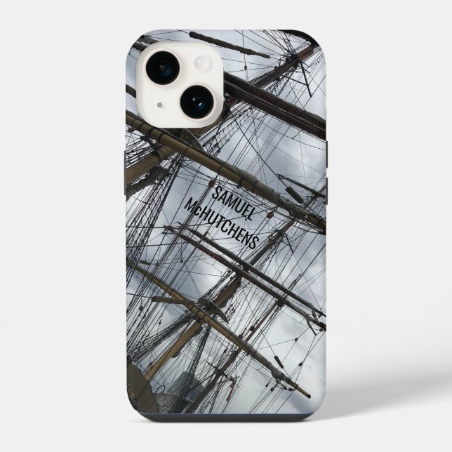 Old sailing ship rigging iphone case (Back)