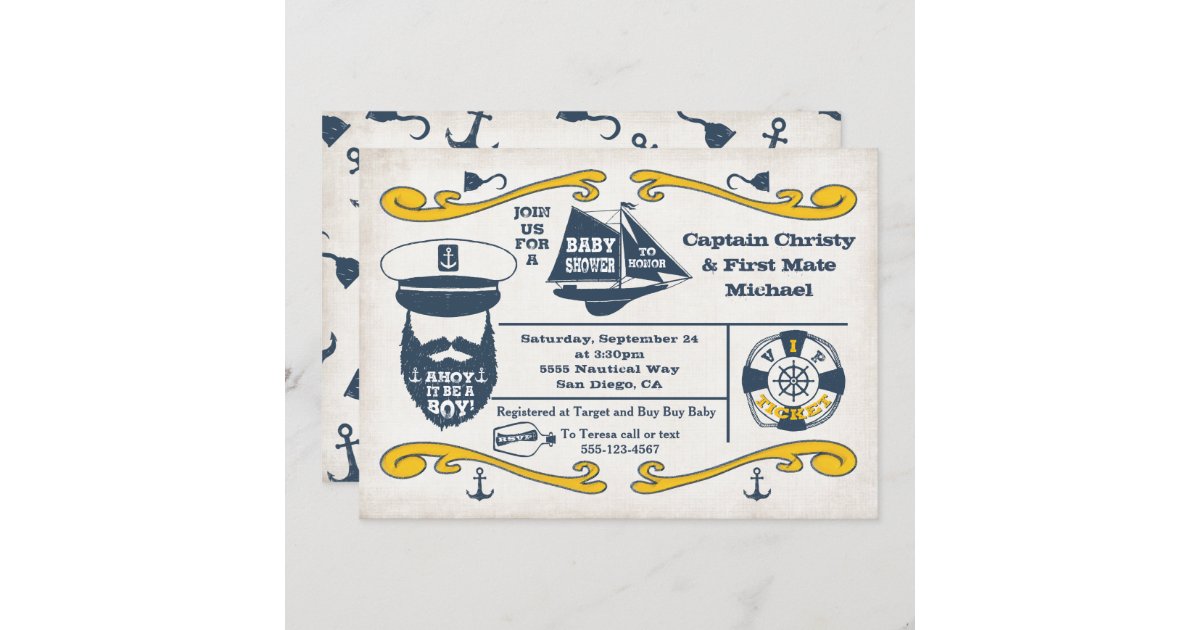 vintage nautical baby shower invitations