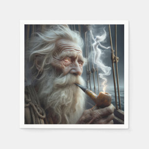 Old Sailor Smoking a Pipe Napkins