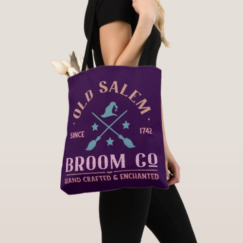 Old Salem Broom Co Enchanted Since 1742 Halloween Tote Bag