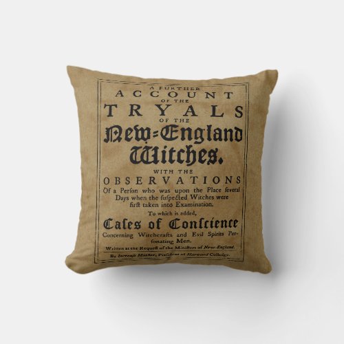Old Salem Witch Trials Throw Pillow