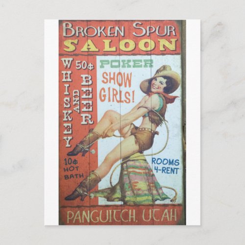 Old Saloon Sign Postcard
