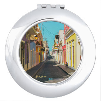 Old San Juan Cobblestone Street Photography Compact Mirror