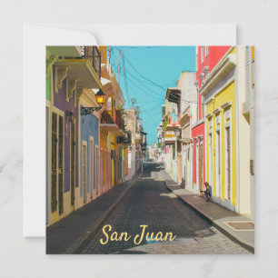 Old San Juan Cobblestone Street Photography Holiday Card
