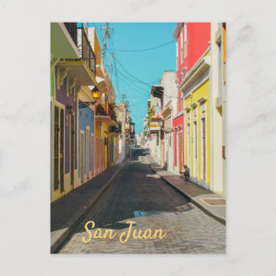 Old San Juan Cobblestone Street Photography Holiday Postcard