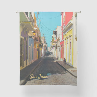 Old San Juan Cobblestone Street Photography Sheer Curtains
