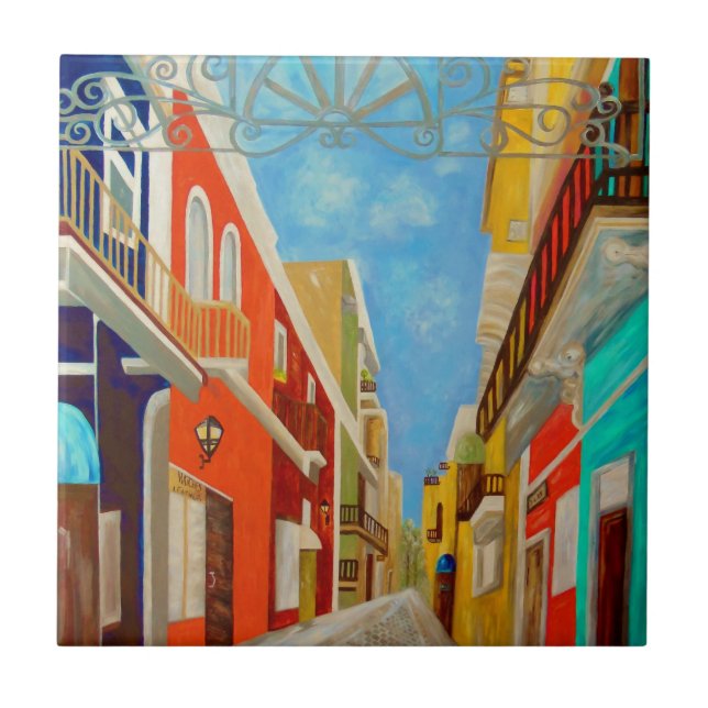 Old San Juan Fine Art Painting Ceramic Tile (Front)