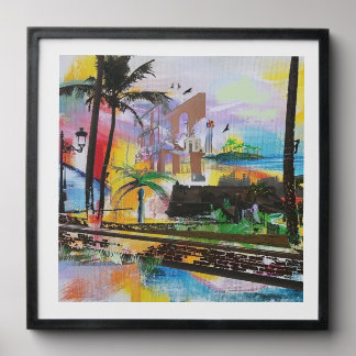 Old San Juan, Puerto Rico - artwork collage Peel And Stick Photo Tile