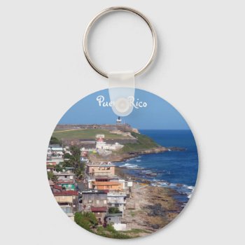 Old San Juan  Puerto Rico Coastline Keychain by addictedtocruises at Zazzle