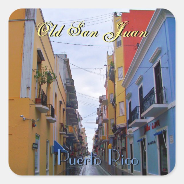 Old San Juan Puerto Rico Colorful Houses Square Sticker (Front)