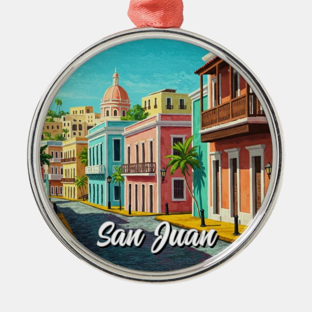 Old San Juan Puerto Rico Travel Metal Ornament (Front)