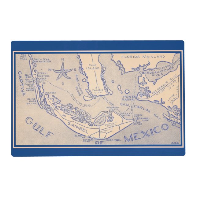 Old Sanibel and Captiva Map Placemat (Front)