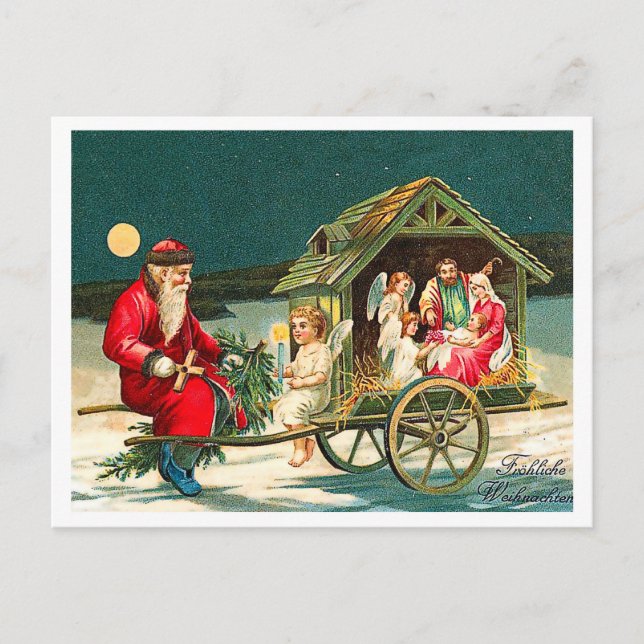 Old Santa Claus with Jesus family, religious Postcard (Front)