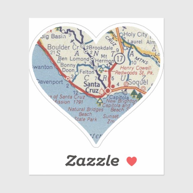 Old Santa Cruz Map Sticker (Sheet)