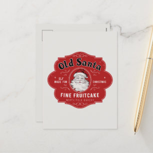 Old Santa fruitcake add message  Holiday Postcard