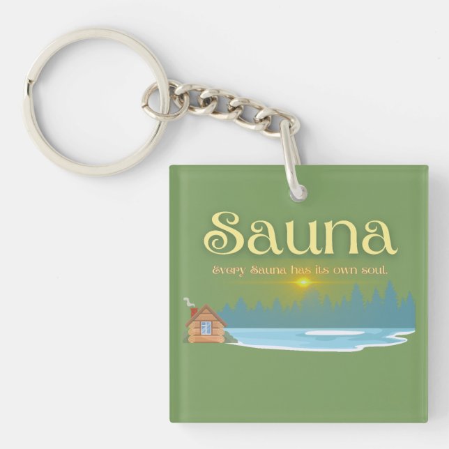 Old Sauna Saying  Keychain (Front)