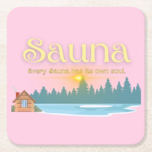 Old Sauna saying Square Paper Coaster
