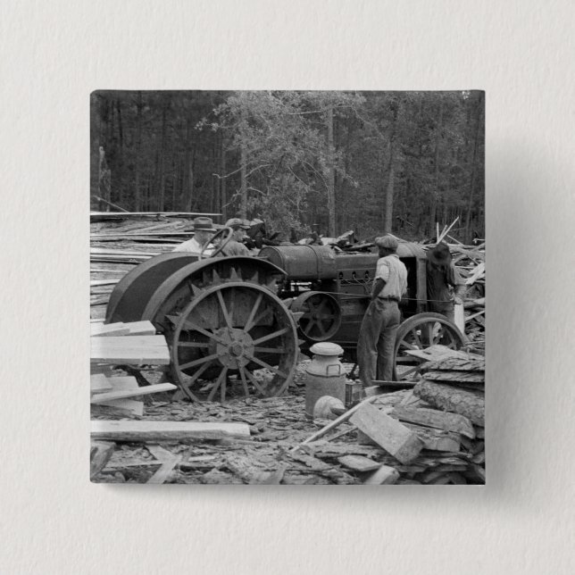 Old Sawmill Tractor, 1935 Pinback Button (Front)