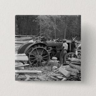 Old Sawmill Tractor, 1935 Pinback Button