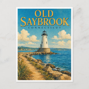 Old Saybrook Connecticut Lighthouse GeoSaga Postcard