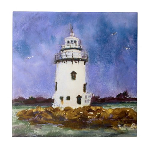 Old Saybrook Connecticut Lighthouse Maureen Girard Ceramic Tile