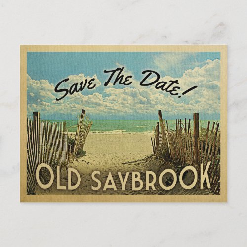 Old Saybrook Connecticut Save The Date Vintage Announcement Postcard