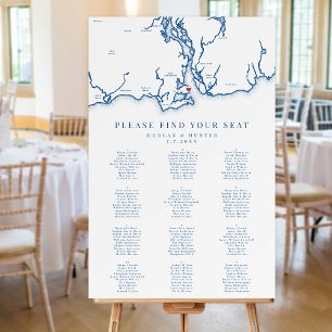 Old Saybrook CT Map 12 Table Wedding Seating Chart Foam Board