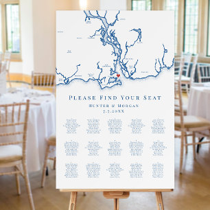 Old Saybrook CT Map 15 Table Wedding Seating Chart Foam Board