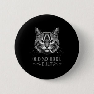 Old Scchool Cult Funny Cat For Cool People And - F Button