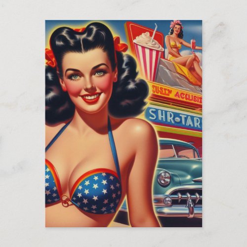 Old School 1950s Girl Postcard