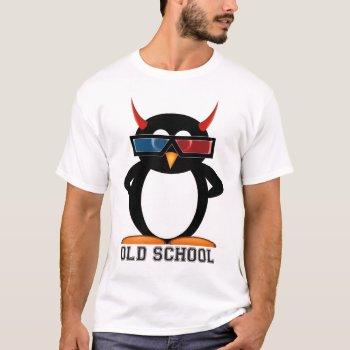Old School 3d Evil Penguin™ T-shirt by audrart at Zazzle