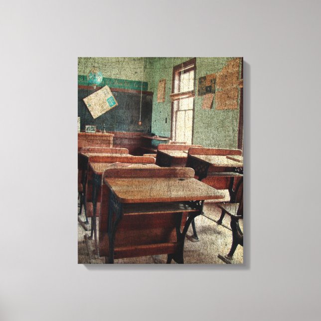 Old School, A One Room School Inside View Canvas Print (Front)