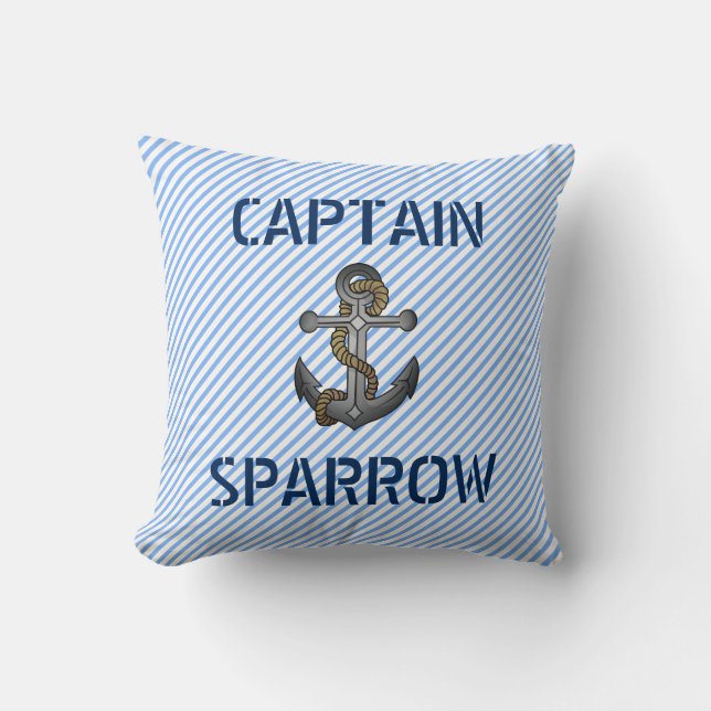 Old School Anchor Tattoo Nautical Themed Throw Pillow (Front)