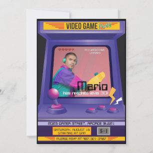 Old School Arcade Videogame Invitation