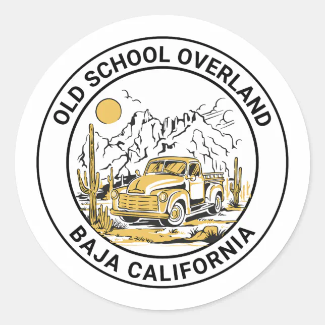 Old School Baja Overland Classic Round Sticker | Zazzle
