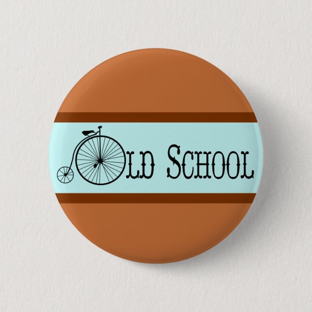 Old School Bicycle Penny Farthing Pinback Button (Front)