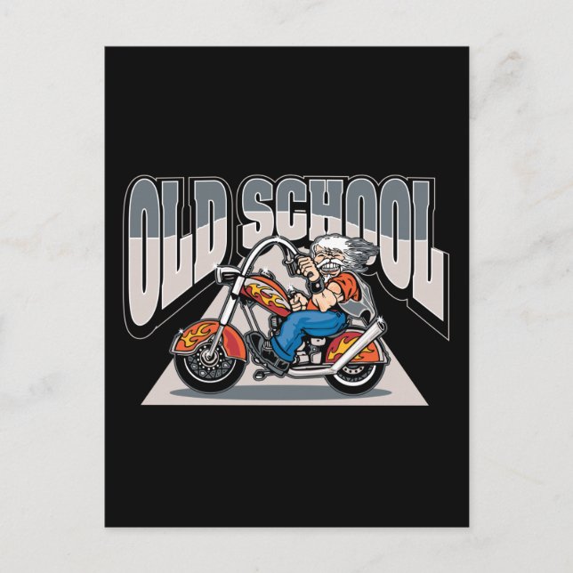 Old School Biker Postcard (Front)