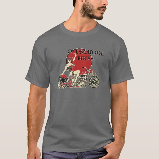 - Old School Bikes - Retro T-Shirt (Front)