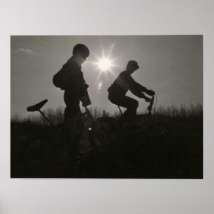 Old school BMX print, Silhouette, Two Subjects Poster
