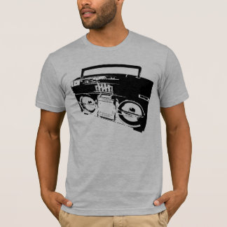 Old School Boombox Art gray mens semi fitted tee