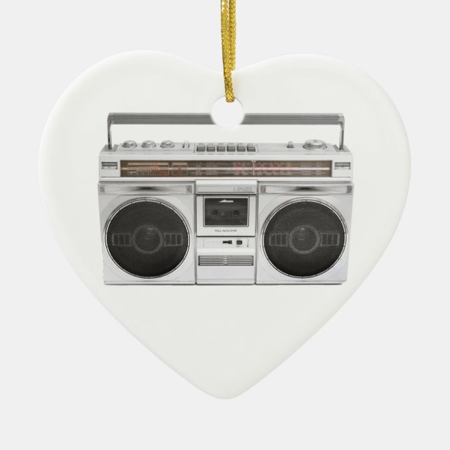 Old School Boombox Radio Ceramic Ornament (Front)