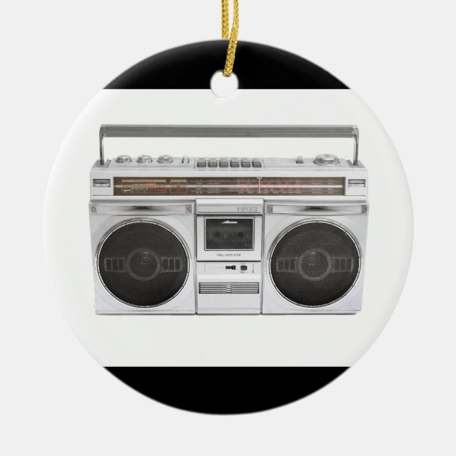 Old School Boombox Radio Ceramic Ornament (Front)