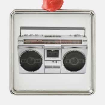 Old School Boombox Radio Metal Ornament by VoXeeD at Zazzle