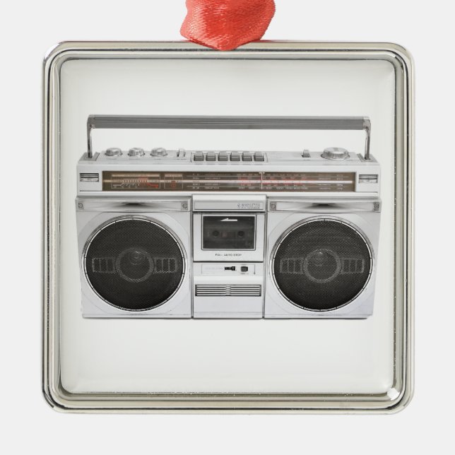 Old School Boombox Radio Metal Ornament (Front)