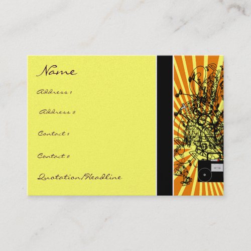 Old School BoomBox Shock-Musical Notes Swirls Business Card Template