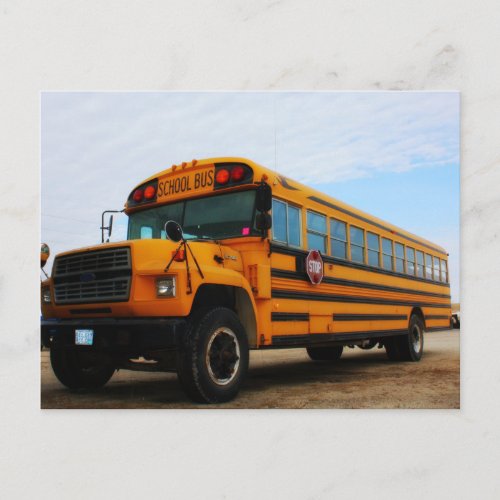 Old school bus postcard